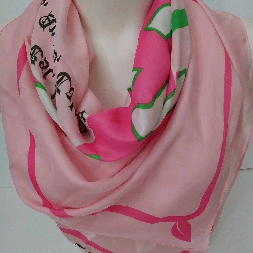 Juicy Couture Satin Square Scarf Cherry Juicy Logo